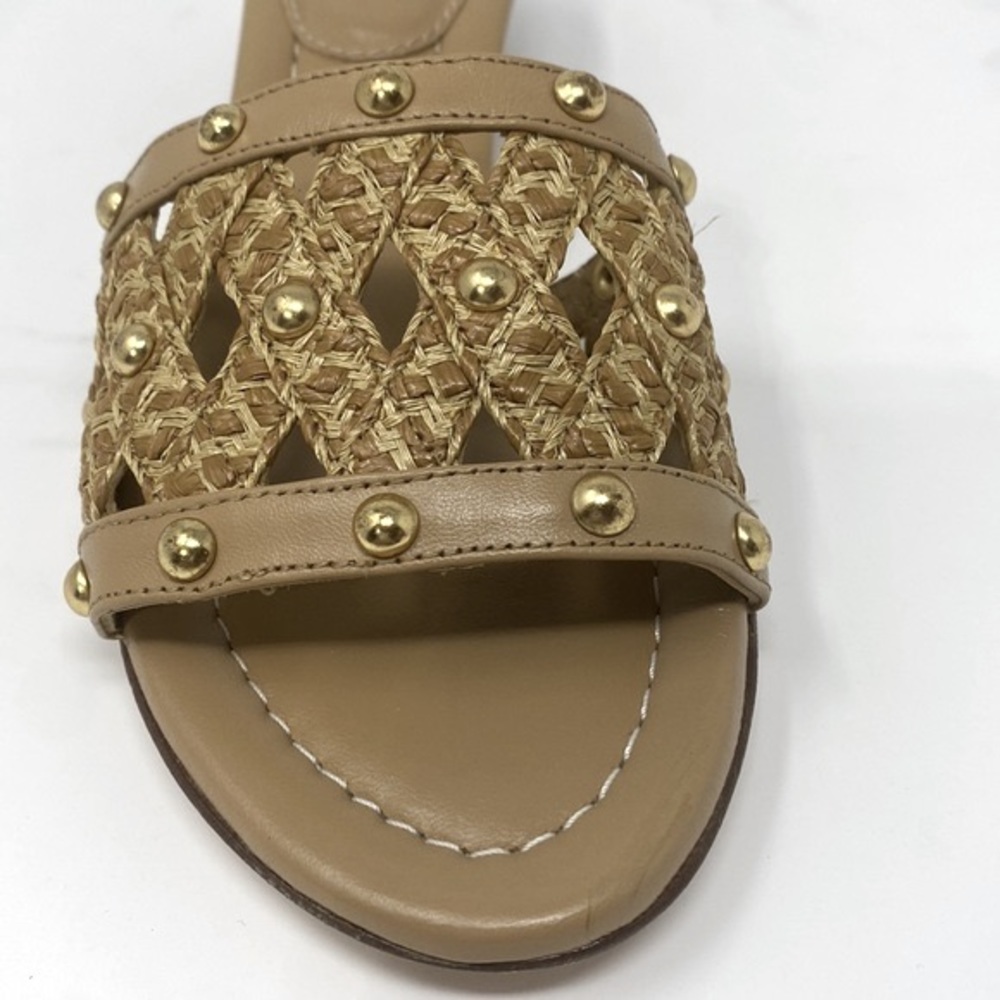ERIC JAVITS Maribel Natural Braid Slip On Woven Straw/Tan Womens Sandals Size 6M